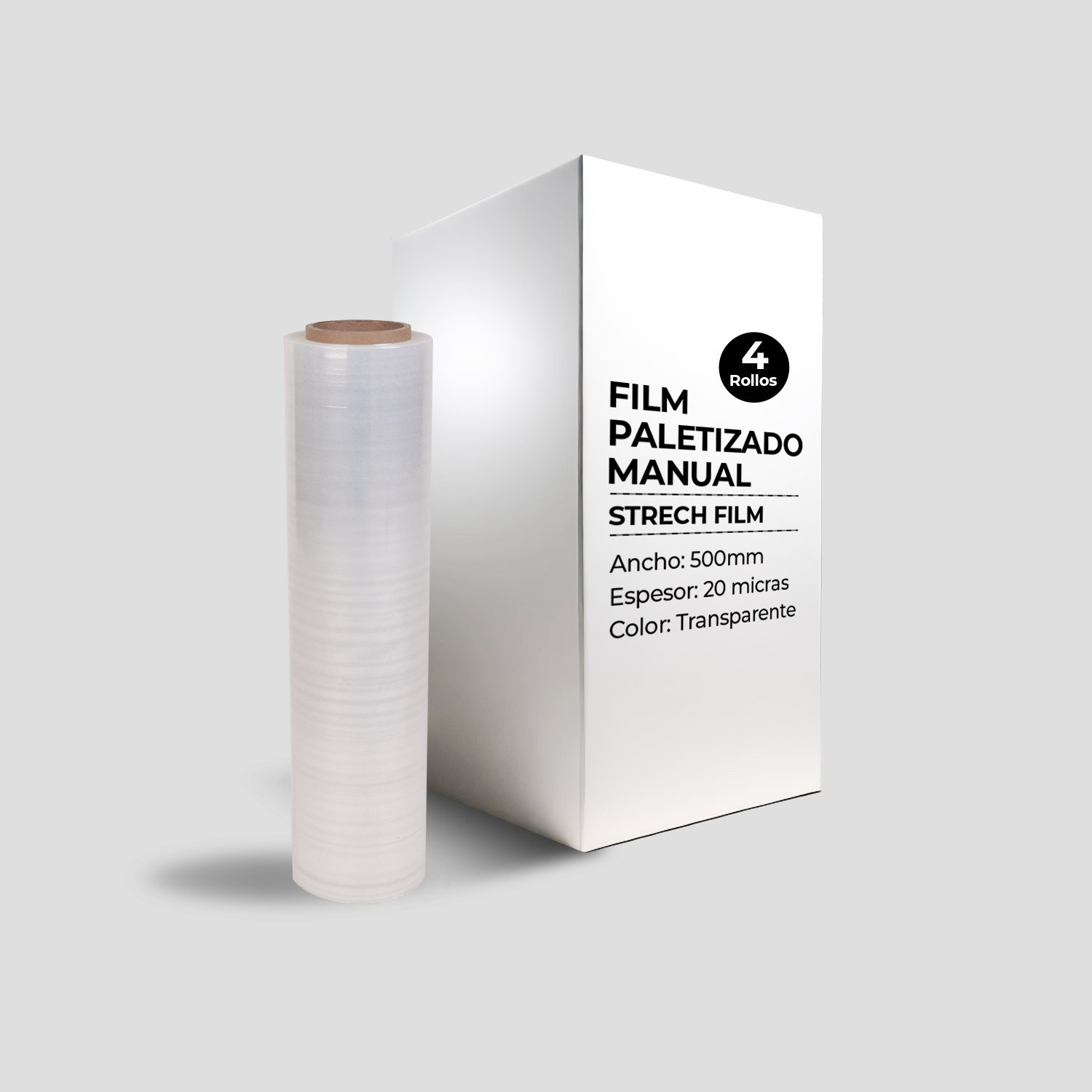 Strech Film Manual 500mmx20mic. 3 kg neto/rollo - Caja 4 rollos