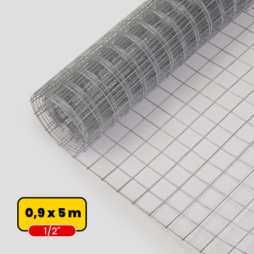 Malla soldada galvanizada 0,9m x 5m, 1/2"