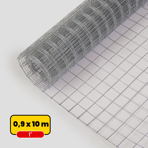 Malla soldada galvanizada 0,9m x 10m, 1"