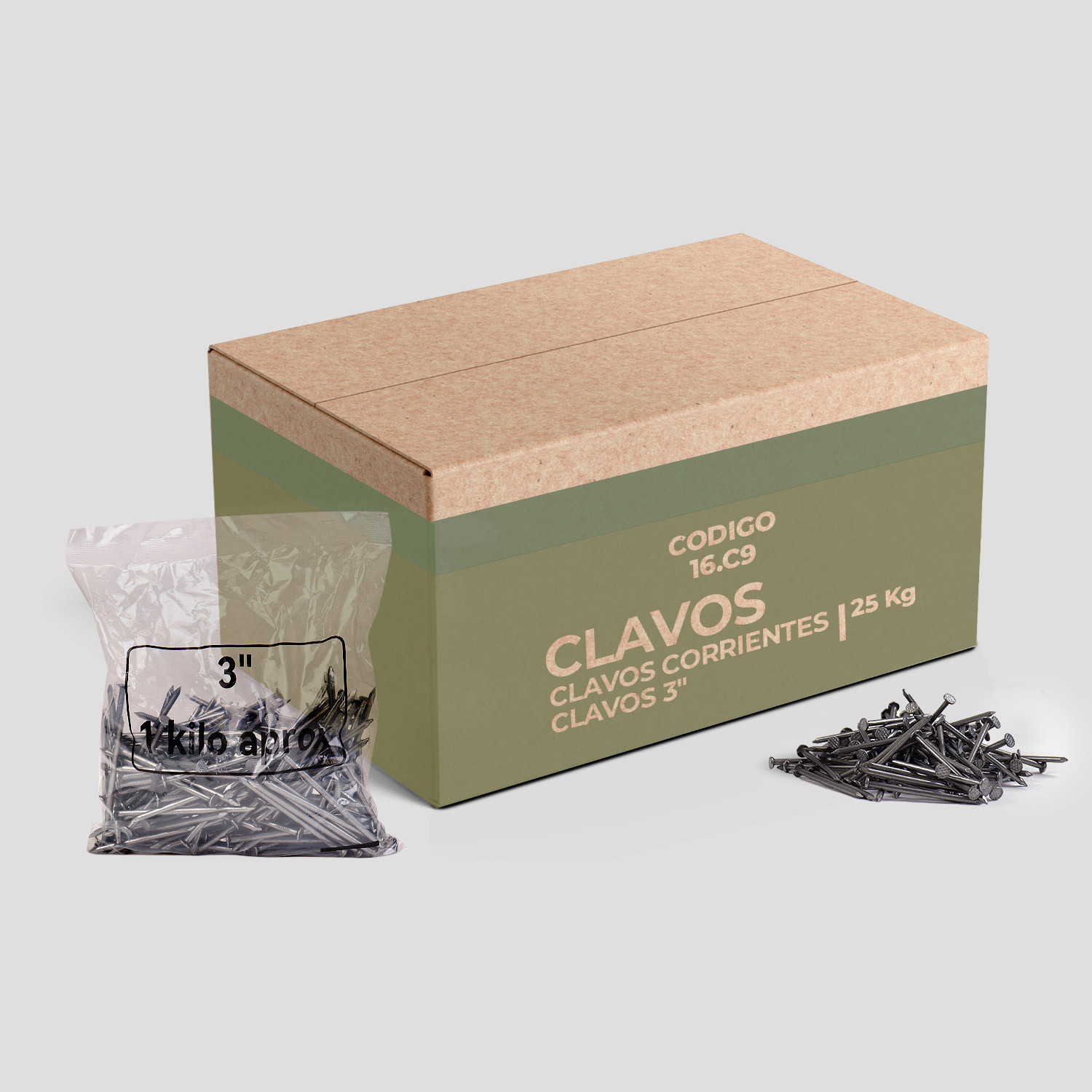 Clavo 3'' - Caja 25 kg